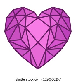 Polygonal pink heart. Vector illustration. Valentine's Day.