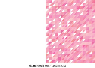 Polygonal pink mosaic background. Abstract low poly vector illustration. Triangular pattern, copy space. Template geometric business design with triangle for poster, banner, card, flyer.