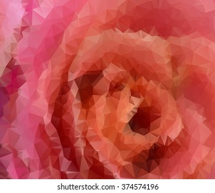 polygonal pink rose, polygon geometric flower, vector illustration