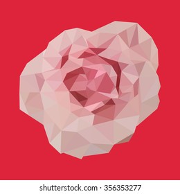polygonal pink rose, polygon triangle flower, vector