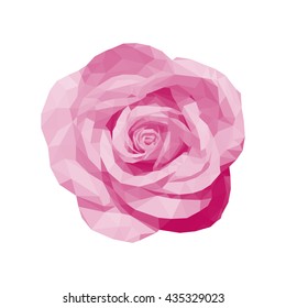 polygonal pink rose top view completely open