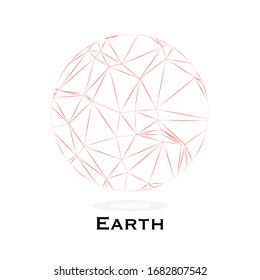 Polygonal Planet Earth. Triangle polygonal planet in solar system planet with copy spaces for your text. Polygon design. Low polygon vector illustration with white background. 