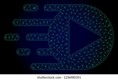 Polygonal play function illustration with fast speed effect. Abstract mesh lines, triangles and points on dark background with play function designed for modern abstract with symbols of speed, rush,