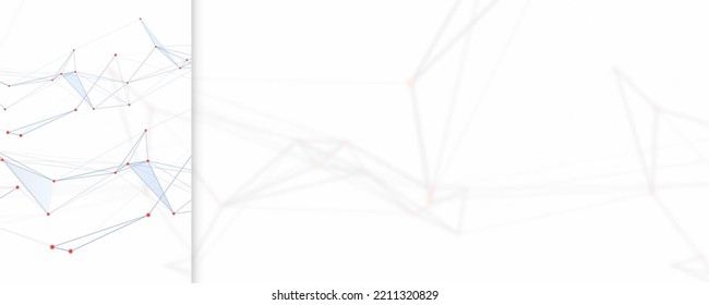 Polygonal plexus from lines. Abstract geometric pattern. Science style. Blurred background with place for text. Vector illustration.