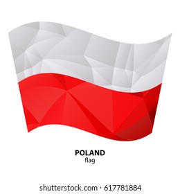 Polygonal Poland flag isolated on white background. Design element for flyers or banners.
