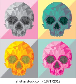 Polygonal pop art vector skulls