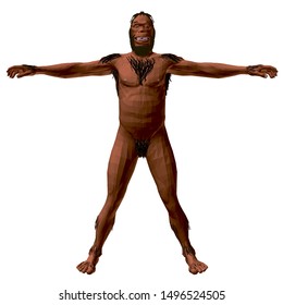Polygonal in a pose with spread arms and legs. Front view. 3D. Vector illustration.