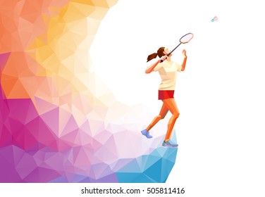 Jugador de bádminton profesional polígonal. Ilustración del vector