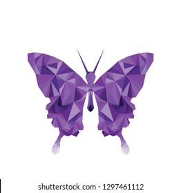 Polygonal purple butterfly vector icon