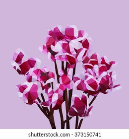 polygonal purple flower, polygon triangle flower, isolated vector