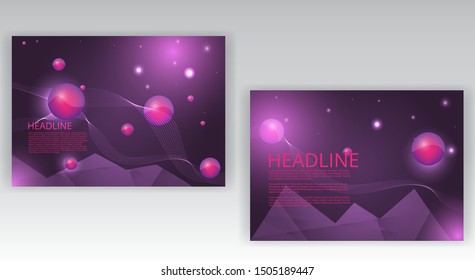 Polygonal purple wavy simple futuristic shiny  background decoration, with primitives, supremacist and open space for text, vector illustration for web and print 