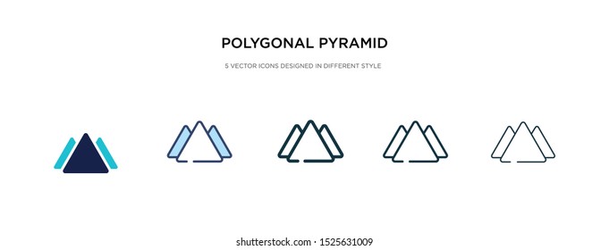 polygonal pyramid of triangles icon in different style vector illustration. two colored and black polygonal pyramid of triangles vector icons designed in filled, outline, line and stroke style can