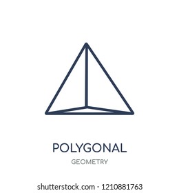Polygonal pyramid of triangles icon. Polygonal pyramid of triangles linear symbol design from Geometry collection. Simple outline element vector illustration on white background.