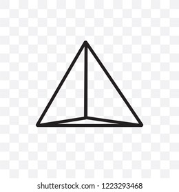 Polygonal pyramid of triangles vector linear icon isolated on transparent background, Polygonal pyramid of triangles transparency concept can be used for web and mobile
