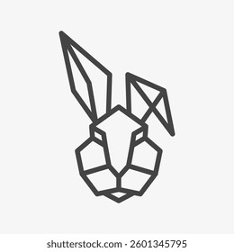 Polygonal rabbit head icon on white background