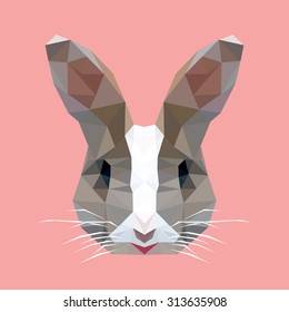 polygonal rabbit head, polygon animal head, isolated vector