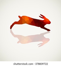Polygonal rabbit running on a white background. Vector Illustration. Easter symbol.