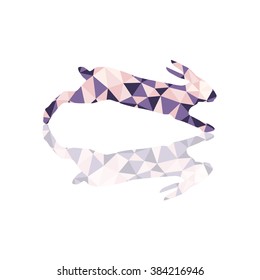 Polygonal rabbit running on a white background. Vector Illustration. Abstract polygonal rabbit. Easter symbol. Low poly style