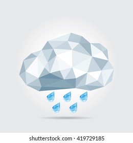 Polygonal Rain, Weather Icon in Vector