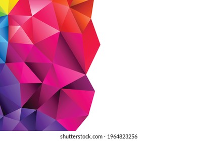 Polygonal rainbow mosaic background. Abstract low poly vector illustration. Triangular pattern with copy space. Template geometric business design with triangle for poster, banner, card, flyer.