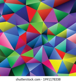 Fondo de mosaico de arco iris poligonal. Resumen de la ilustración vectorial de polos bajos. Patrón triangular de estilo medio-tono. Diseño de negocio geométrico de plantilla con triángulo para afiche, banner, tarjeta, volante.