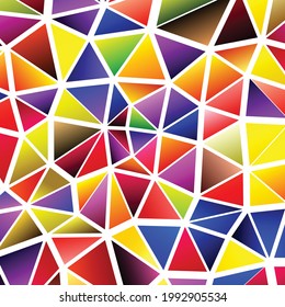 Fondo de mosaico de arco iris poligonal. Resumen de la ilustración vectorial de polos bajos. Patrón triangular de estilo medio-tono. Diseño de negocio geométrico de plantilla con triángulo para afiche, banner, tarjeta, volante.