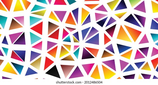 Polygonaler Regenbogen-Mosaikhintergrund. Abstrakte Low-Poly-Vektorgrafik. Dreiecksmuster im Halbtonstil. Template geometrisches Business Design mit Dreieck für Poster, Banner, Karte, Flyer.