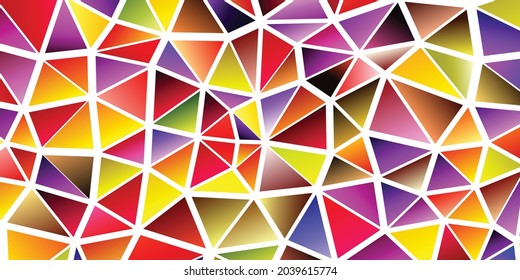 Polygonal rainbow mosaic background. Abstract low poly vector illustration. Triangular pattern in halftone style. Template geometric business design with triangle for poster, banner, card, flyer.