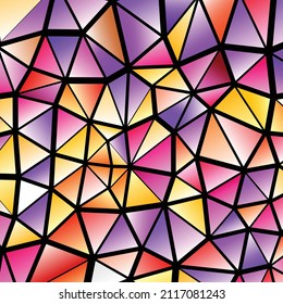 Polygonal rainbow mosaic background. Abstract low poly vector illustration. Triangular pattern in halftone style. Template geometric business design with triangle for poster, banner, card, flyer.
