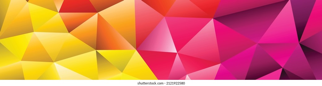 Polygonal rainbow mosaic background. Abstract low poly vector illustration. Triangular pattern in halftone style. Template geometric business design with triangle for poster, banner, card, flyer.
