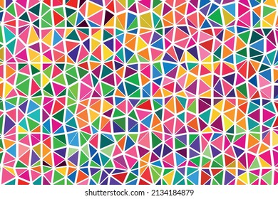 Fondo de mosaico de arco iris poligonal. Resumen de la ilustración vectorial de polos bajos. Patrón triangular, espacio de copia. Diseño de negocio geométrico de plantilla con triángulo para afiche, banner, tarjeta, volante.