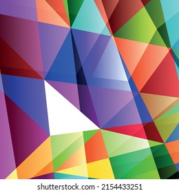 Polygonal rainbow mosaic background. Abstract low poly vector illustration. Triangular pattern, copy space. Template geometric business design with triangle for poster, banner, card, flyer.
