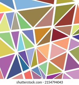 Polygonal rainbow mosaic background. Abstract low poly vector illustration. Triangular pattern, copy space. Template geometric business design with triangle for poster, banner, card, flyer.