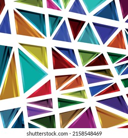 Polygonal rainbow mosaic background. Abstract low poly vector illustration. Triangular pattern, copy space. Template geometric business design with triangle for poster, banner, card, flyer.