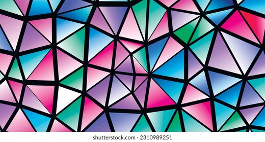 Polygonal rainbow mosaic background. Abstract low poly vector illustration. Triangular pattern in halftone style. Template geometric business design with triangle for poster, banner, card, flyer.