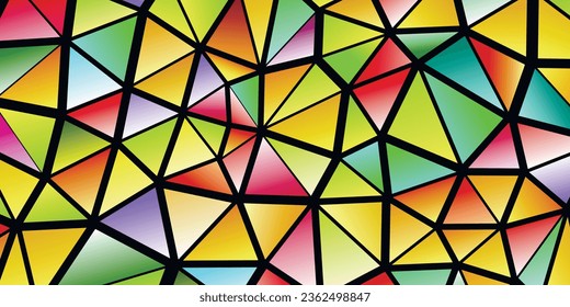 Polygonal rainbow mosaic background. Abstract low poly vector illustration. Triangular pattern in halftone style. Template geometric business design with triangle for poster, banner, card, flyer.
