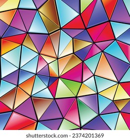 Polygonaler Regenbogen-Mosaikhintergrund. Abstrakte Low-Poly-Vektorgrafik. Dreiecksmuster im Halbtonstil. Template geometrisches Business Design mit Dreieck für Poster, Banner, Karte, Flyer.