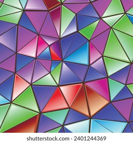 Polygonal rainbow mosaic background. Abstract low poly vector illustration. Triangular pattern in halftone style. Template geometric business design with triangle for poster, banner, card, flyer.