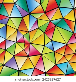 Fondo de mosaico de arco iris poligonal. Resumen de la ilustración vectorial de polos bajos. Patrón triangular de estilo medio-tono. Diseño de negocio geométrico de plantilla con triángulo para afiche, banner, tarjeta, volante.