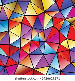 Polygonaler Regenbogen-Mosaik-Hintergrund. Abstrakte Abbildung mit niedrigem Polyvektor. Dreieckiges Muster im Halbtonstil. Vorlage geometrisches Business-Design mit Dreieck für Poster, Banner, Karte, Flyer.