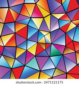 Polygonal rainbow mosaic background. Abstract low poly vector illustration. Triangular pattern in halftone style. Template geometric business design with triangle for poster, banner, card, flyer.