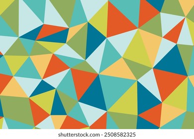 Polygonal rainbow mosaic background. Abstract low poly vector illustration. Triangular pattern in halftone style. Template geometric business design with triangle for poster, banner, card, flyer.