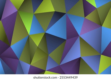 Polygonal rainbow mosaic background. Abstract low poly vector illustration. Triangular pattern in halftone style. Template geometric business design with triangle for poster, banner, card, flyer.