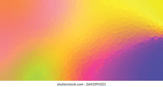 Polygonal rainbow mosaic background. Abstract low poly vector illustration. Triangular pattern in halftone style. Template geometric business design with triangle for poster, banner, card, flyer.