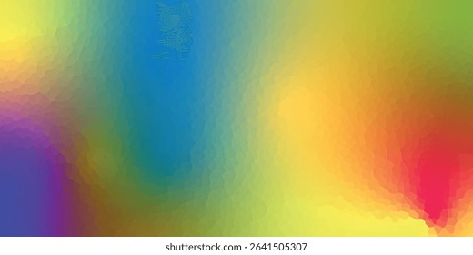 Polygonal rainbow mosaic background. Abstract low poly vector illustration. Triangular pattern in halftone style. Template geometric business design with triangle for poster, banner, card, flyer.