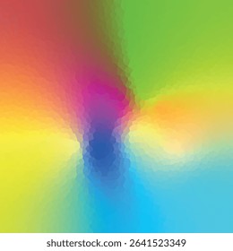 Polygonal rainbow mosaic background. Abstract low poly vector illustration. Triangular pattern in halftone style. Template geometric business design with triangle for poster, banner, card, flyer.