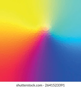 Polygonal rainbow mosaic background. Abstract low poly vector illustration. Triangular pattern in halftone style. Template geometric business design with triangle for poster, banner, card, flyer.