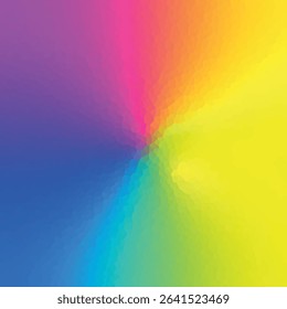 Polygonal rainbow mosaic background. Abstract low poly vector illustration. Triangular pattern in halftone style. Template geometric business design with triangle for poster, banner, card, flyer.