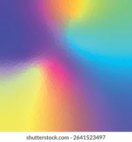 Polygonal rainbow mosaic background. Abstract low poly vector illustration. Triangular pattern in halftone style. Template geometric business design with triangle for poster, banner, card, flyer.