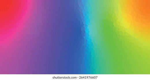 Polygonal rainbow mosaic background. Abstract low poly vector illustration. Triangular pattern in halftone style. Template geometric business design with triangle for poster, banner, card, flyer.